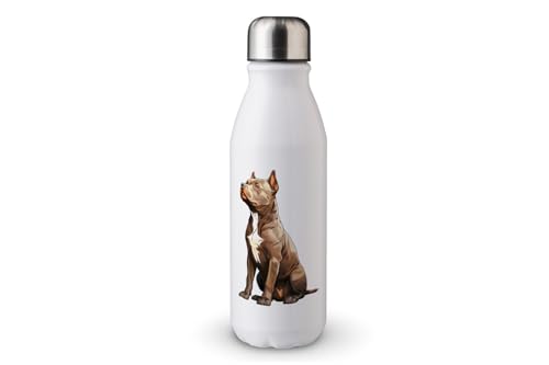 MAXIKIWI - Einwandige Wasserflasche mit Schraubverschluss, nicht isoliert, leichtes Aluminium, BPA-frei, auslaufsicher, Hunde, die oben sitzen, 500 ml von MAXIKIWI