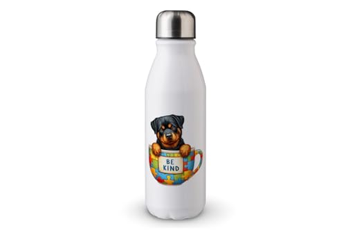 MAXIKIWI - Einwandige Wasserflasche mit Schraubverschluss, nicht isoliert, leichtes Aluminium, BPA-frei, auslaufsicher, Hunde-Bewusstsein für Autismus, 500 ml von MAXIKIWI