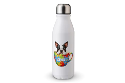 MAXIKIWI - Einwandige Wasserflasche mit Schraubverschluss, nicht isoliert, leichtes Aluminium, BPA-frei, auslaufsicher, Hunde-Bewusstsein für Autismus, 500 ml von MAXIKIWI