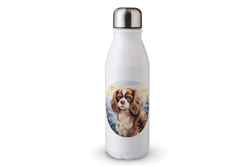 MAXIKIWI - Einwandige Wasserflasche mit Schraubverschluss, nicht isoliert, leichtes Aluminium, BPA-frei, auslaufsicher, Hunde-Weihnachtsschmuck, Subllimations-Grafik, 500 ml von MAXIKIWI