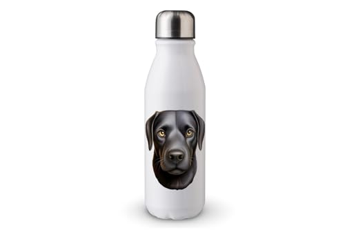 MAXIKIWI - Einwandige Wasserflasche mit Schraubverschluss, nicht isoliert, leichtes Aluminium, BPA-frei, auslaufsicher, Hundegesichts-Emoji, 500 ml von MAXIKIWI