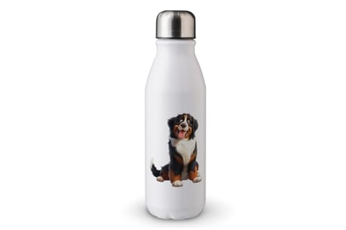 MAXIKIWI - Einwandige Wasserflasche mit Schraubverschluss, nicht isoliert, leichtes Aluminium, BPA-frei, auslaufsicher, Hundekarikaturgrafiken, 500 ml von MAXIKIWI