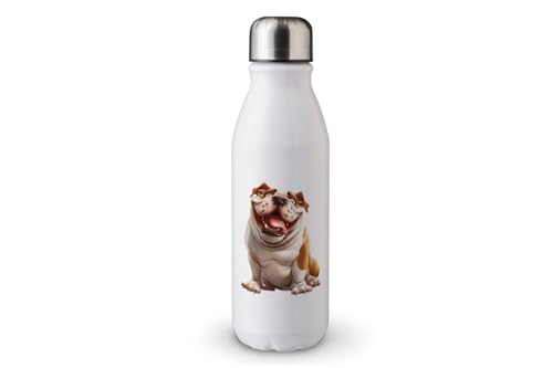 MAXIKIWI - Einwandige Wasserflasche mit Schraubverschluss, nicht isoliert, leichtes Aluminium, BPA-frei, auslaufsicher, Hundekarikaturgrafiken, 500 ml von MAXIKIWI