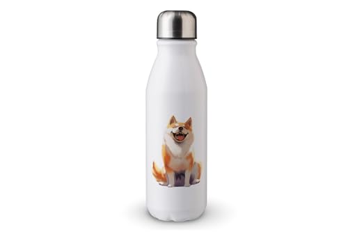 MAXIKIWI - Einwandige Wasserflasche mit Schraubverschluss, nicht isoliert, leichtes Aluminium, BPA-frei, auslaufsicher, Hundekarikaturgrafiken, 500 ml von MAXIKIWI