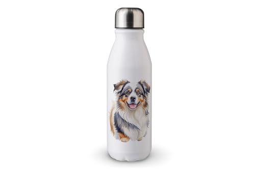 MAXIKIWI - Einwandige Wasserflasche mit Schraubverschluss, nicht isoliert, leichtes Aluminium, BPA-frei, auslaufsicher, Hundemotiv 1-500 ml von MAXIKIWI