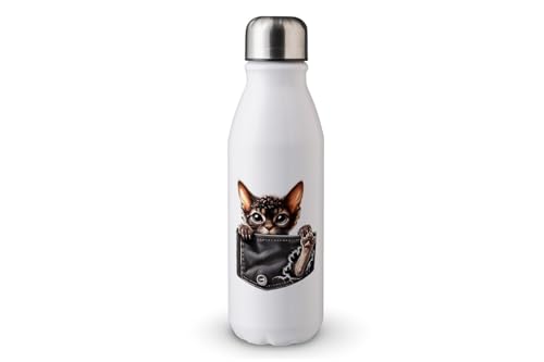 MAXIKIWI - Einwandige Wasserflasche mit Schraubverschluss, nicht isoliert, leichtes Aluminium, BPA-frei, auslaufsicher, Katzenpfoten-Shirt, 500 ml von MAXIKIWI