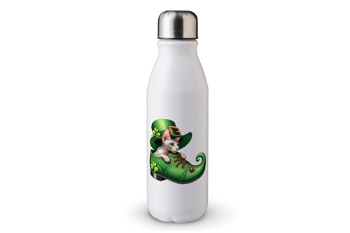 MAXIKIWI - Einwandige Wasserflasche mit Schraubverschluss, nicht isoliert, leichtes Aluminium, BPA-frei, auslaufsicher, Katzenschuhe für StPatricks Day - 500 ml von MAXIKIWI