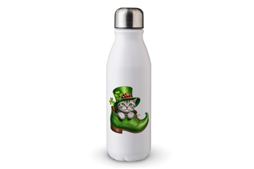 MAXIKIWI - Einwandige Wasserflasche mit Schraubverschluss, nicht isoliert, leichtes Aluminium, BPA-frei, auslaufsicher, Katzenschuhe für StPatricks Day - 500 ml von MAXIKIWI