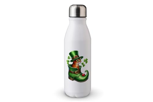 MAXIKIWI - Einwandige Wasserflasche mit Schraubverschluss, nicht isoliert, leichtes Aluminium, BPA-frei, auslaufsicher, Katzenschuhe für StPatricks Day - 500 ml von MAXIKIWI