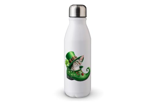 MAXIKIWI - Einwandige Wasserflasche mit Schraubverschluss, nicht isoliert, leichtes Aluminium, BPA-frei, auslaufsicher, Katzenschuhe für StPatricks Day - 500 ml von MAXIKIWI