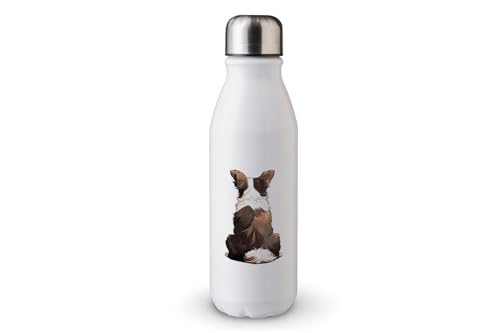 MAXIKIWI - Einwandige Wasserflasche mit Schraubverschluss, nicht isoliert, leichtes Aluminium, BPA-frei, auslaufsicher, Motiv: Rückansicht Hunde, 500 ml von MAXIKIWI