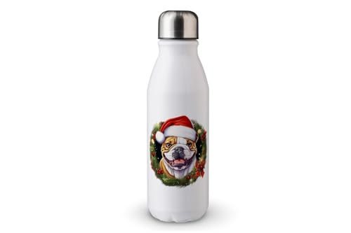 MAXIKIWI - Einwandige Wasserflasche mit Schraubverschluss, nicht isoliert, leichtes Aluminium, BPA-frei, auslaufsicher, Motiv: Weihnachtskranz, 2-500 ml von MAXIKIWI