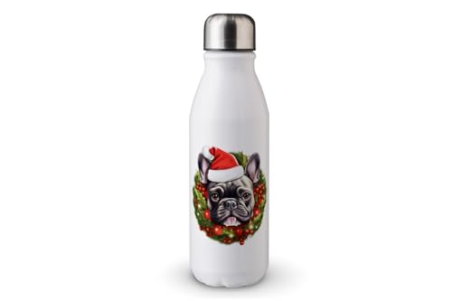 MAXIKIWI - Einwandige Wasserflasche mit Schraubverschluss, nicht isoliert, leichtes Aluminium, BPA-frei, auslaufsicher, Motiv: Weihnachtskranz, 2-500 ml von MAXIKIWI