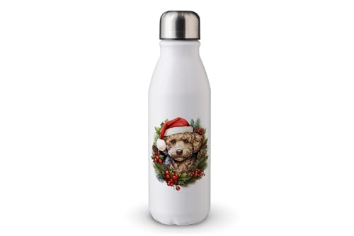 MAXIKIWI - Einwandige Wasserflasche mit Schraubverschluss, nicht isoliert, leichtes Aluminium, BPA-frei, auslaufsicher, Motiv: Weihnachtskranz, 2-500 ml von MAXIKIWI