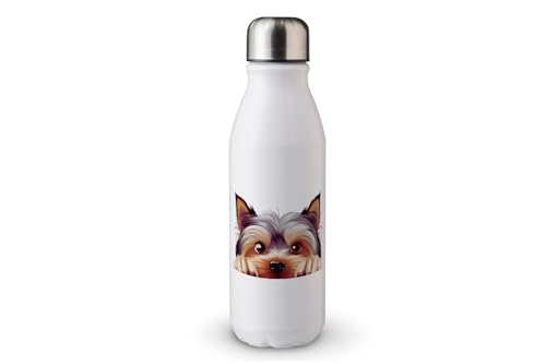 MAXIKIWI - Einwandige Wasserflasche mit Schraubverschluss, nicht isoliert, leichtes Aluminium, BPA-frei, auslaufsicher, Peeking Dogs, 500 ml von MAXIKIWI