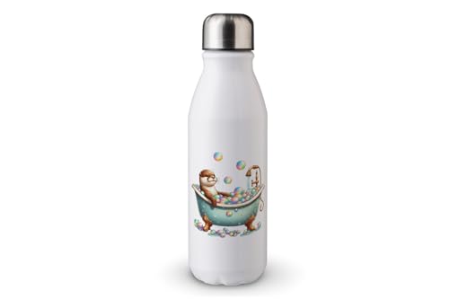 MAXIKIWI - Einwandige Wasserflasche mit Schraubverschluss, nicht isoliert, leichtes Aluminium, BPA-frei, auslaufsicher, Tier in der Badewanne, 500 ml von MAXIKIWI