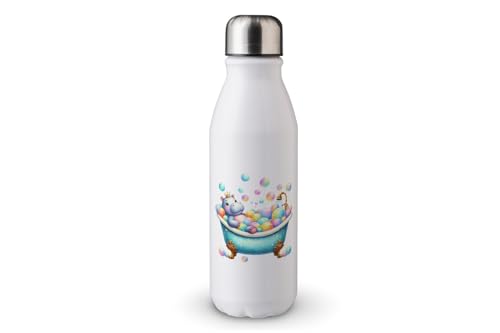 MAXIKIWI - Einwandige Wasserflasche mit Schraubverschluss, nicht isoliert, leichtes Aluminium, BPA-frei, auslaufsicher, Tier in der Badewanne, 500 ml von MAXIKIWI