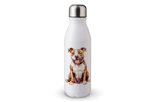 MAXIKIWI - Einwandige Wasserflasche mit Schraubverschluss, nicht isoliert, leichtes Aluminium, BPA-frei, auslaufsicher, beliebte süße Hunde-Aquarellfarbe, 500 ml von MAXIKIWI