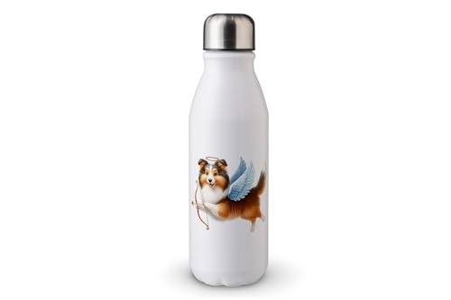 MAXIKIWI - Einwandige Wasserflasche mit Schraubverschluss, nicht isoliert, leichtes Aluminium, BPA-frei, auslaufsicher, entzückende Hunde als Amor, 500 ml von MAXIKIWI