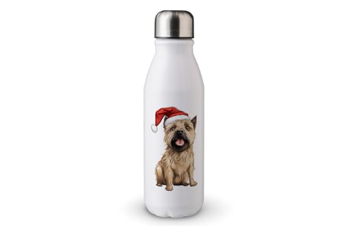 MAXIKIWI - Einwandige Wasserflasche mit Schraubverschluss, nicht isoliert, leichtes Aluminium, BPA-frei, auslaufsicher, lustiges Weihnachtshundteil, 500 ml von MAXIKIWI