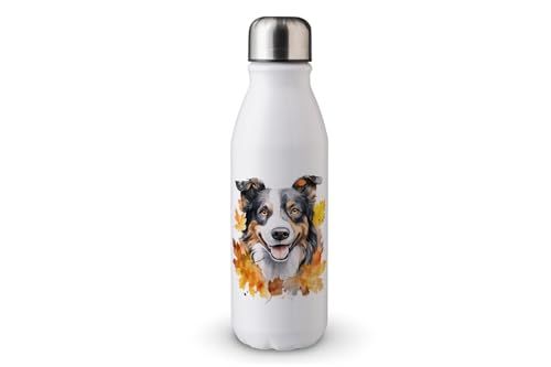 MAXIKIWI - Einwandige Wasserflasche mit Schraubverschluss, nicht isoliert, leichtes Aluminium, BPA-frei, auslaufsicher, niedlicher Herbsthund, Aquarell, 500 ml von MAXIKIWI