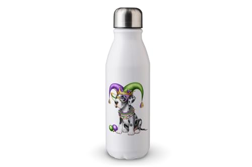 MAXIKIWI - Einwandige Wasserflasche mit Schraubverschluss, nicht isoliert, leichtes Aluminium, BPA-frei, auslaufsicher, niedlicher Hund, Karneval, 500 ml von MAXIKIWI