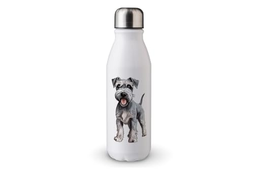 MAXIKIWI - Einwandige Wasserflasche mit Schraubverschluss, nicht isoliert, leichtes Aluminium, BPA-frei, auslaufsicher, süßer Hund, 500 ml von MAXIKIWI