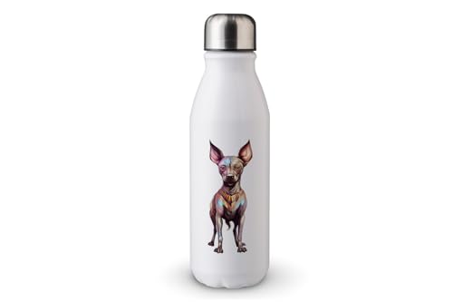 MAXIKIWI - Einwandige Wasserflasche mit Schraubverschluss, nicht isoliert, leichtes Aluminium, BPA-frei, auslaufsicher, süßer Hund, 500 ml von MAXIKIWI