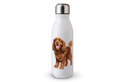 MAXIKIWI - Einwandige Wasserflasche mit Schraubverschluss, nicht isoliert, leichtes Aluminium, BPA-frei, auslaufsicher, süßer Hund, 500 ml von MAXIKIWI