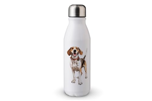 MAXIKIWI - Einwandige Wasserflasche mit Schraubverschluss, nicht isoliert, leichtes Aluminium, BPA-frei, auslaufsicher, süßer Hund, 500 ml von MAXIKIWI