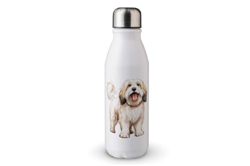 MAXIKIWI - Einwandige Wasserflasche mit Schraubverschluss, nicht isoliert, leichtes Aluminium, BPA-frei, auslaufsicher, süßer Hund, 500 ml von MAXIKIWI