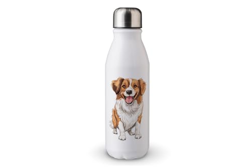 MAXIKIWI - Einwandige Wasserflasche mit Schraubverschluss, nicht isoliert, leichtes Aluminium, BPA-frei, auslaufsicher, süßer Hund, 500 ml von MAXIKIWI