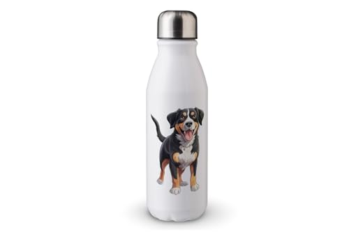 MAXIKIWI - Einwandige Wasserflasche mit Schraubverschluss, nicht isoliert, leichtes Aluminium, BPA-frei, auslaufsicher, süßer Hund, 500 ml von MAXIKIWI