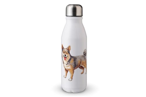 MAXIKIWI - Einwandige Wasserflasche mit Schraubverschluss, nicht isoliert, leichtes Aluminium, BPA-frei, auslaufsicher, süßer Hund, 500 ml von MAXIKIWI