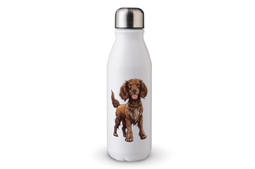 MAXIKIWI - Einwandige Wasserflasche mit Schraubverschluss, nicht isoliert, leichtes Aluminium, BPA-frei, auslaufsicher, süßer Hund, 500 ml von MAXIKIWI