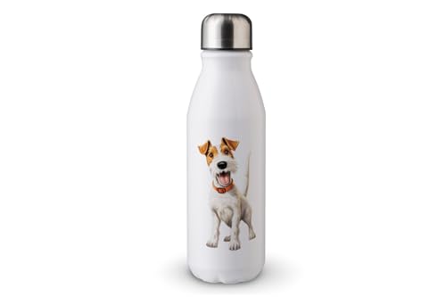 MAXIKIWI - Einwandige Wasserflasche mit Schraubverschluss, nicht isoliert, leichtes Aluminium, BPA-frei, auslaufsicher, süßer Hund, 500 ml von MAXIKIWI