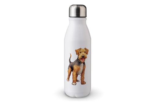 MAXIKIWI - Einwandige Wasserflasche mit Schraubverschluss, nicht isoliert, leichtes Aluminium, BPA-frei, auslaufsicher, süßer Hund, 500 ml von MAXIKIWI