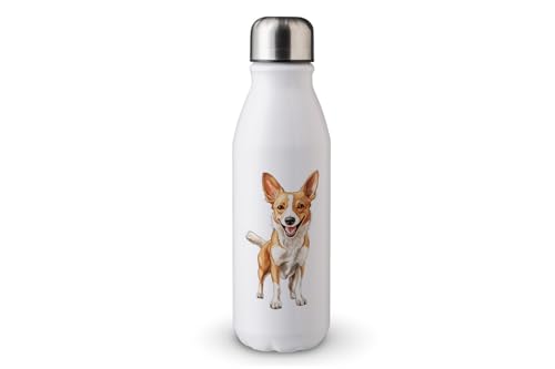 MAXIKIWI - Einwandige Wasserflasche mit Schraubverschluss, nicht isoliert, leichtes Aluminium, BPA-frei, auslaufsicher, süßer Hund, 500 ml von MAXIKIWI