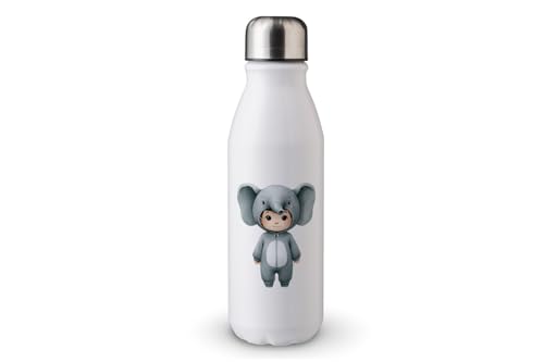 MAXIKIWI - Einwandige Wasserflasche mit Schraubverschluss, nicht isoliert, leichtes Aluminium, BPA-frei, auslaufsicher, süßes Tierkostüm, 500 ml von MAXIKIWI