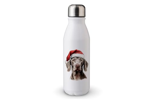 MAXIKIWI - Einwandige Wasserflasche mit Schraubverschluss, nicht isoliert, leichtes Aluminium, BPA-frei, auslaufsicher, weihnachtliche spuckende Hunde, 500 ml von MAXIKIWI