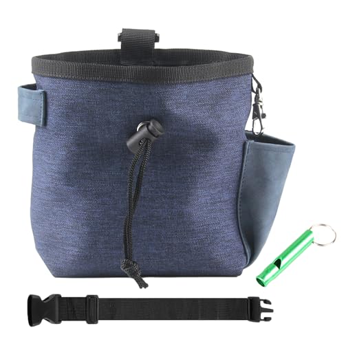 MAXQUU 1 Stück Hunde-Leckerli-Tasche Mit 1 Stück Trainingspfeife, Multifunktionale Freihändige Leckerli-Tasche, Verstellbare Trainingstasche (Blau) von MAXQUU