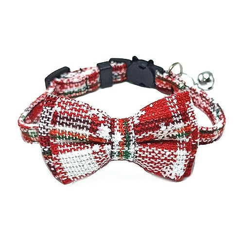 Hundehalsband, Katzenhalsband, Haustier-Breakaway-Katzenhalsband, Fliege mit Glöckchen, niedliches kariertes Weihnachtshalsband, rot, elastisch, verstellbar, Welpenhalsband, Haustier-Halskette ( Color von MAYABI