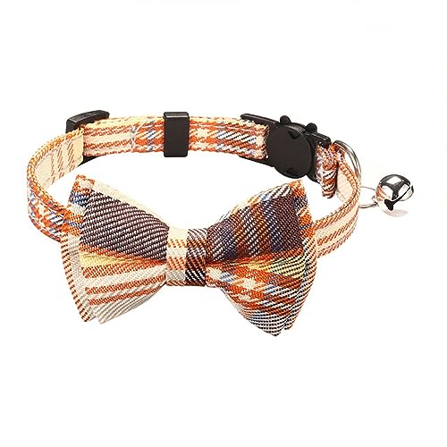 Hundehalsband, Katzenhalsband, Haustier-Breakaway-Katzenhalsband mit Fliege und Glöckchen, niedliches kariertes weihnachtliches rotes elastisches, verstellbares Hundehalsband mit Schärpe, kleine Glöck von MAYABI