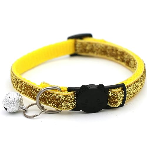 Hundehalsband, Katzenhalsband, glitzernde Katzen- und Hundehalsbänder mit Glöckchen, verstellbare Katzenhalsbänder, süßes Katzengesicht, Glockenhalskette for Welpen und Kätzchen, Haustierzubehör ( Col von MAYABI