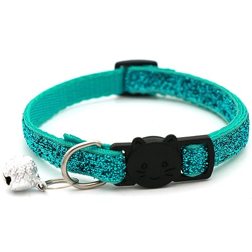 Hundehalsband, Katzenhalsband, glitzernde Katzen- und Hundehalsbänder mit Glöckchen, verstellbare Katzenhalsbänder, süßes Katzengesicht, Glockenhalskette for Welpen und Kätzchen, Haustierzubehör ( Col von MAYABI