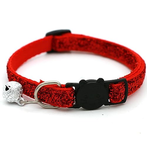 Hundehalsband, Katzenhalsband, glitzernde Katzen- und Hundehalsbänder mit Glöckchen, verstellbare Katzenhalsbänder, süßes Katzengesicht, Glockenhalskette for Welpen und Kätzchen, Haustierzubehör ( Col von MAYABI