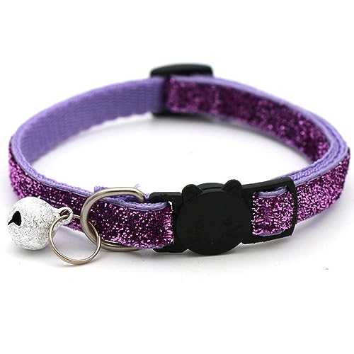 Hundehalsband, Katzenhalsband, glitzernde Katzen- und Hundehalsbänder mit Glöckchen, verstellbare Katzenhalsbänder, süßes Katzengesicht, Glockenhalskette for Welpen und Kätzchen, Haustierzubehör ( Col von MAYABI