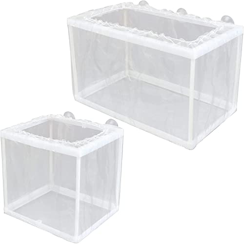 2 Pack Fischzuchtbox Set Tank Brutnetz Aquarium Trennnetz Nylon Inkubator Mesh, Fry Hatchery Inkubator Mesh 8 Saugnapf für neugeborene kleine Fische (großes und kleines Kit) von MAYMII·HOME