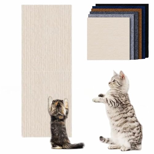 Kletternde Katzenkratzmatte, Asisumption Katzenkratzmatte, Selbstklebendes Katzenkratzbrett, DIY Katzenkratzbrett, Zuschneidbarer Kletternder Katzenkratzer Für Möbelwand (30 * 100cm,Beige) von MAYYOONA