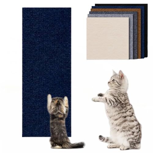 Kletternde Katzenkratzmatte, Asisumption Katzenkratzmatte, Selbstklebendes Katzenkratzbrett, DIY Katzenkratzbrett, Zuschneidbarer Kletternder Katzenkratzer Für Möbelwand (30 * 100cm,Dunkelblau) von MAYYOONA